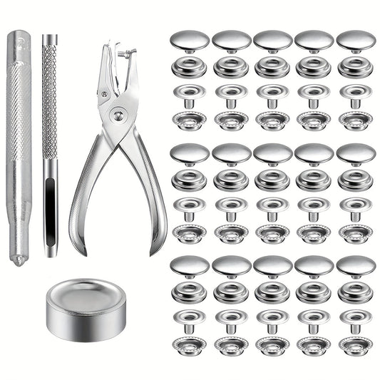 200pcs Stainless Steel Snap Fastener Kit Durable Snaps Buttons Set Press Studs Snap With Fixing Tool And Pliers DIY Leather Craft For Clothing Sewing Jacket Repair