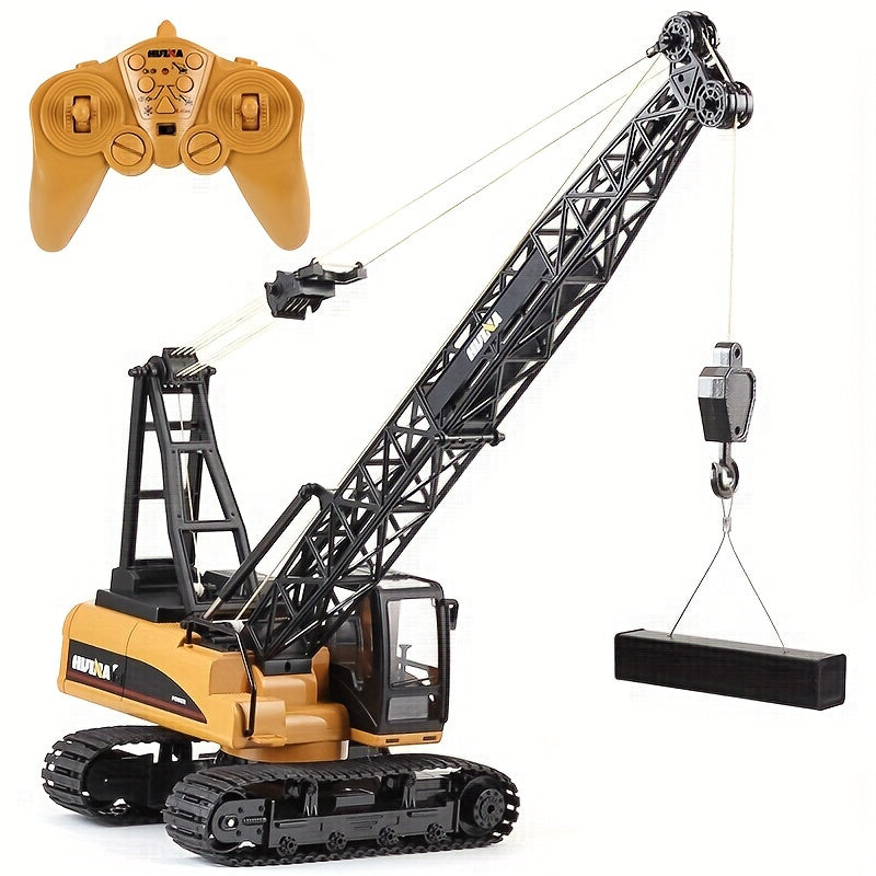 Remote Control Construction Toys, 15 Channel Electric Alloy Crane Truck With Heavy Metal Hooks, 1:15 Scale Remote Control Crane Engineering Vehicle With Lights And Sounds, Birthday Gift For Kids