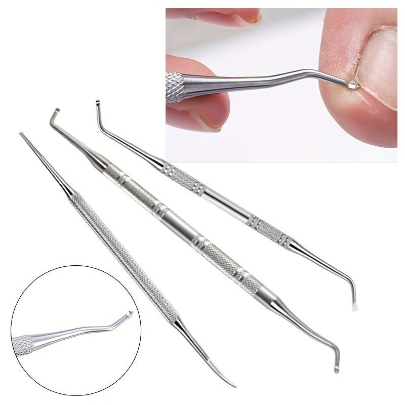 3 pièces outil d&#39;ongle incarné en acier inoxydable, lime et élévateurs d&#39;ongles, kit d&#39;outils de pédicure de traitement chirurgical sûr professionnel des ongles outils de nettoyage des ongles soulagement de la douleur