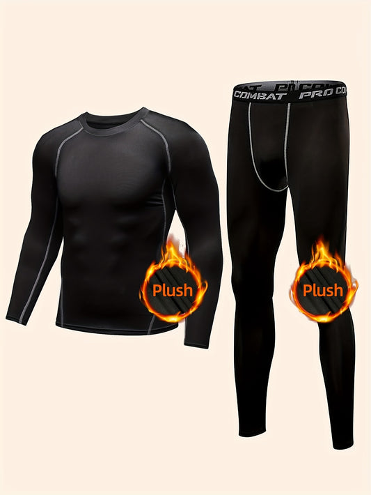 Men's Autumn And Winter Warm Plus Fleece Thickened Underwear Set, Ultra Soft Long Johns Set, Base Layer Set, Sports Set