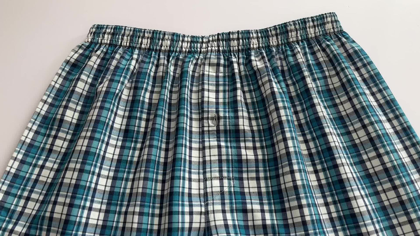 6pcs JupiterSecret Color aleatorio Casual Plaid cintura elástica botón Boxer Shorts, ropa interior Boxer de los hombres