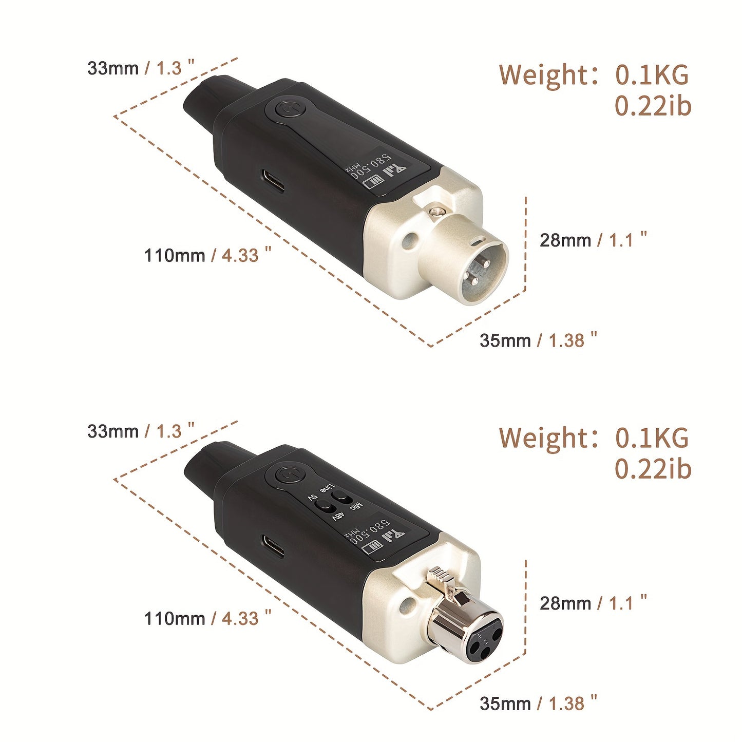 Depusheng T9 Microphone sans fil émetteur récepteur Plug-on XLR Microphone Système sans fil pour dynamique et condensateur Microphone Audio Mixer, système PA. Avec l'alimentation fantôme 48V