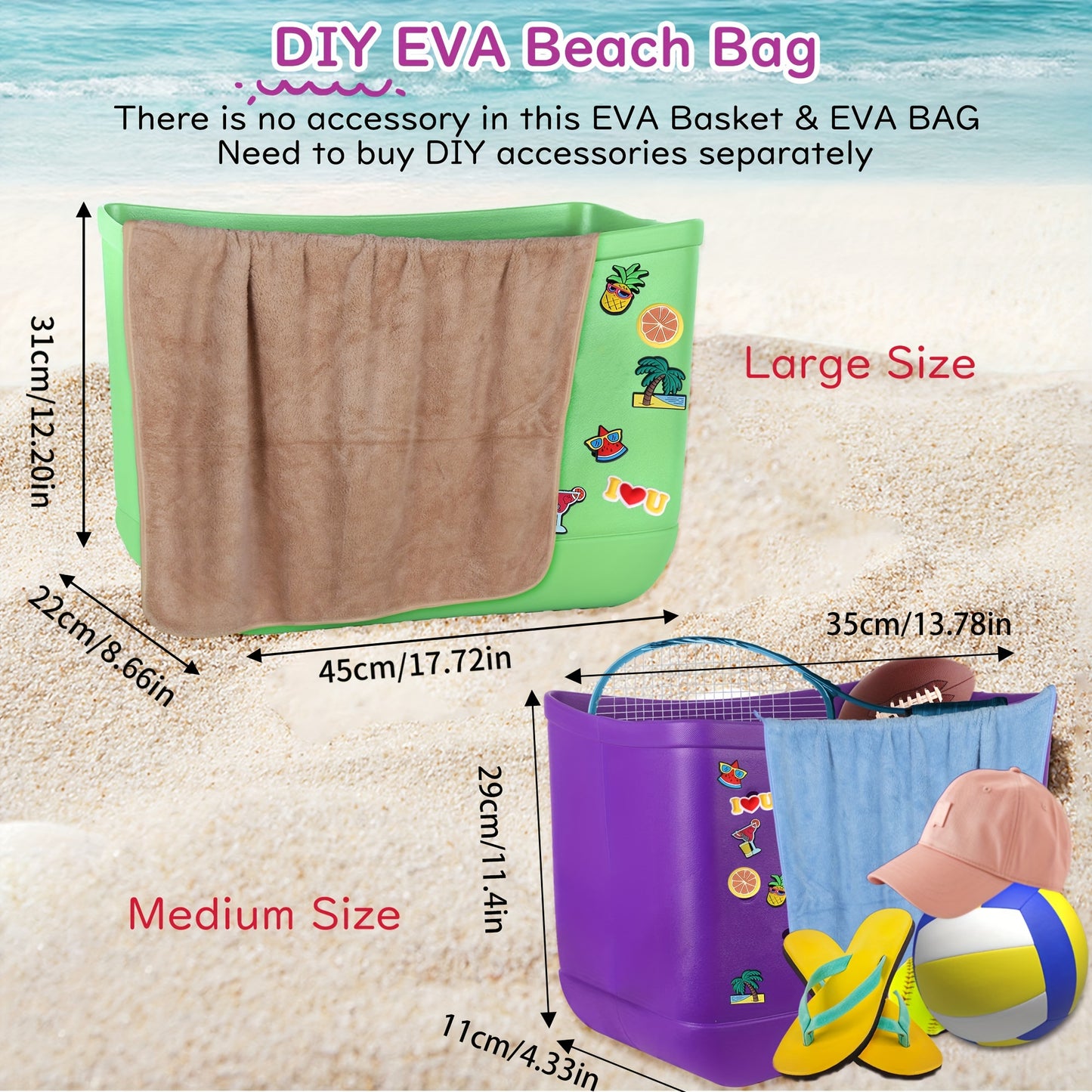 Waterproof EVA Beach Bag, Portable Handbag For Outdoor Sports, Trendy Travel Beach Boat Swimming Tote Bag