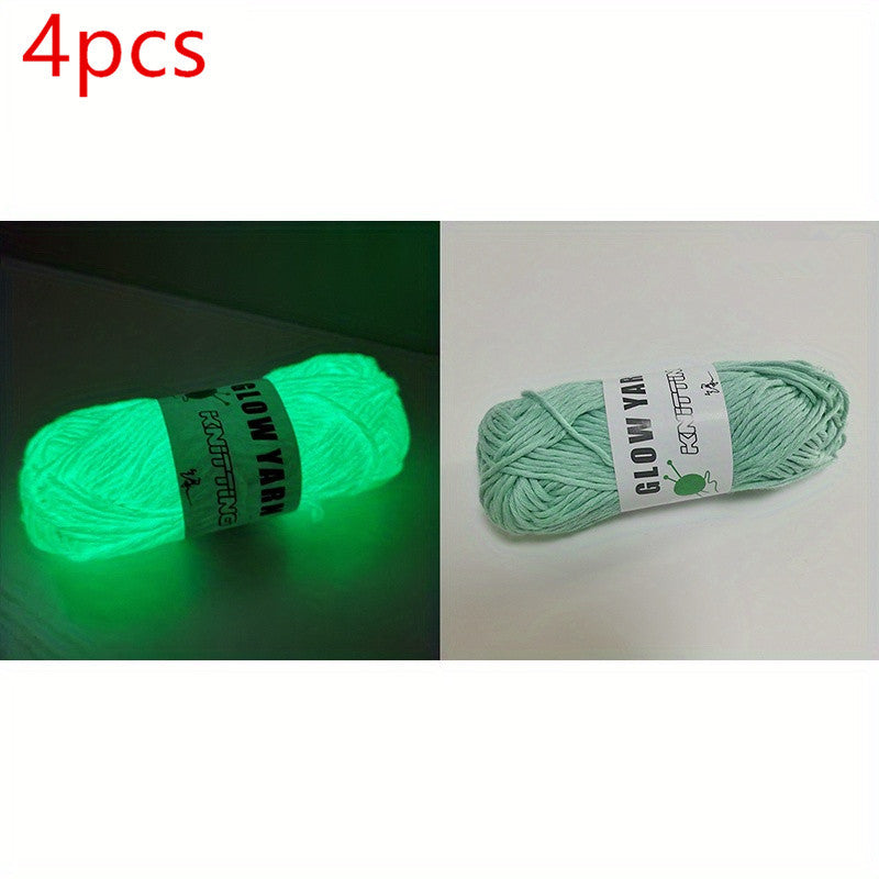 4pcs Glow In The Dark Yarn, 50m\u002Froll DIY Arts Crafts Sewing Supplies For Crocheting