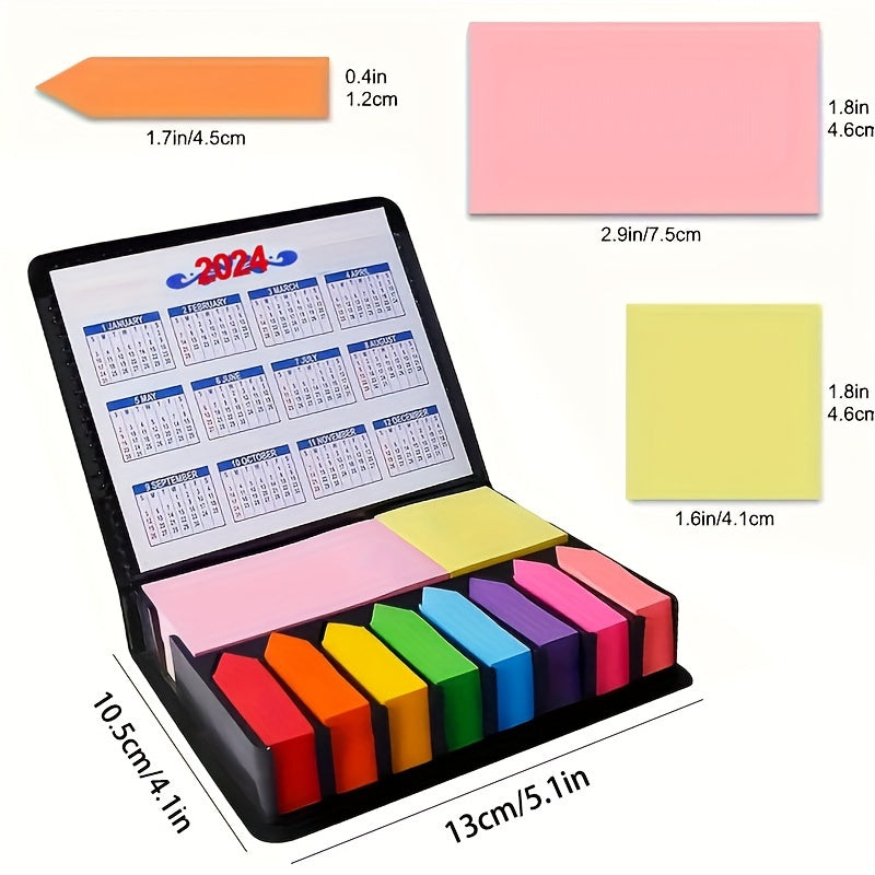 2000 Pages of Colorful Organization: Multicolor Sticky Note Set with Leather Packing Box, Calendar 2023 & More!