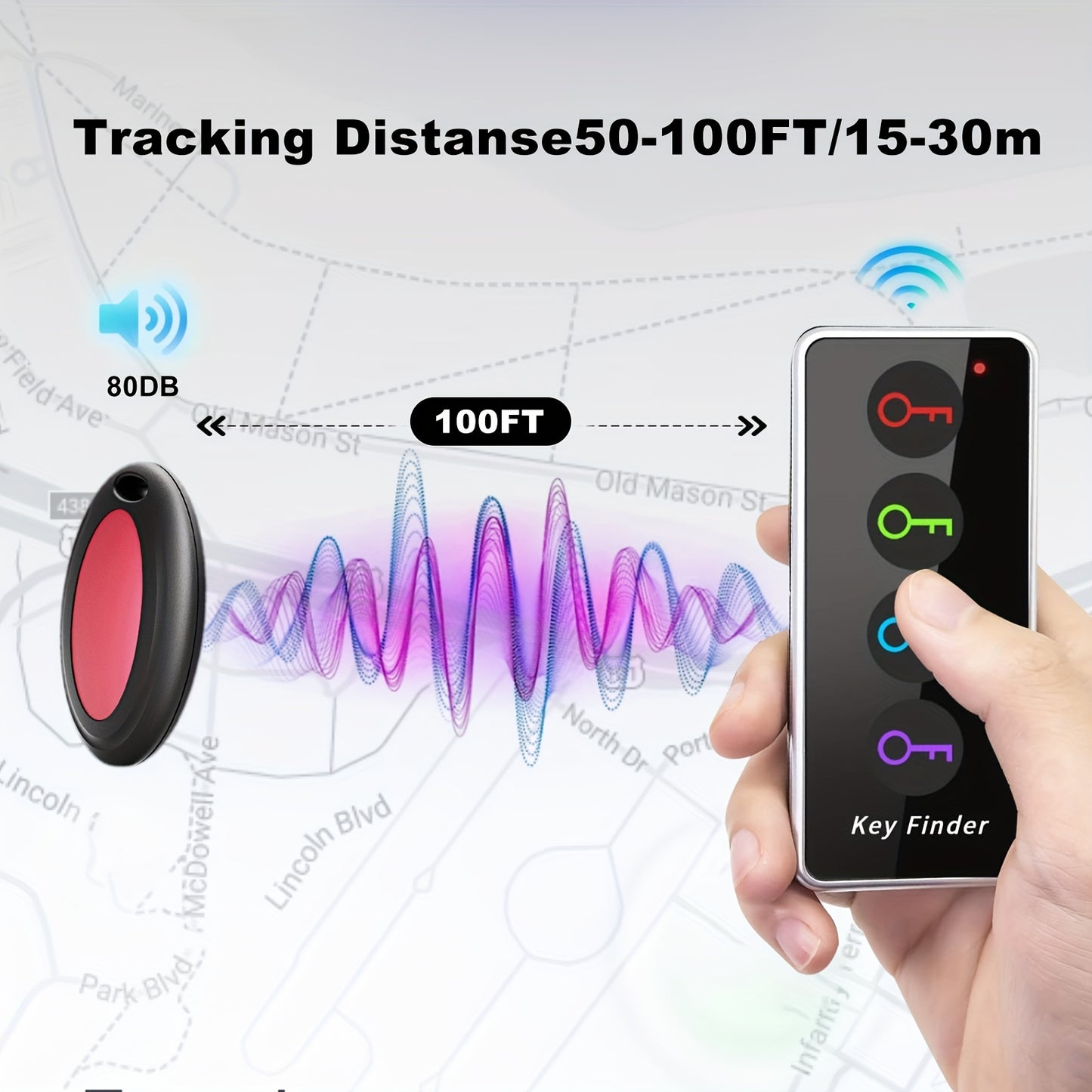 Key Finder Locator,Wireless Key Tracker,Remote Finder Tracking Device,Easy To Use,Perfect For Seniors,Tracker Tags For Finding Car Keys,Phones,Wallet,Remote Control,1 Transmitter & 4 Receivers Anti-Loss Device,gifts For Christmas