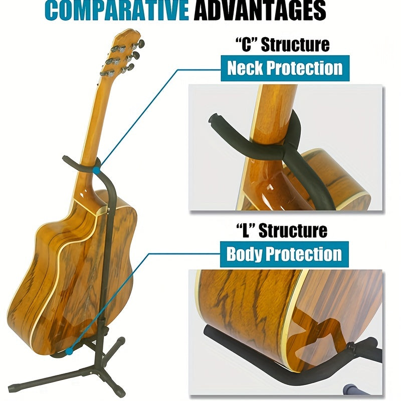 Soporte de guitarra robusto, soporte de guitarra plegable y ajustable