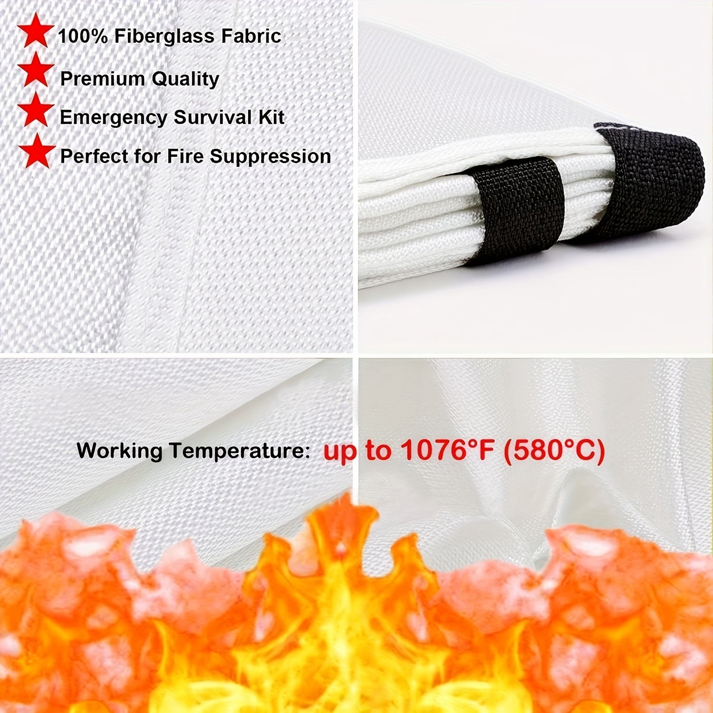 2 Packs Fire Blanket 39''×39'' Fiberglass Emergency Fireproof Gear, Flame Retardant Protection For Home, Kitchen, Camping, Hiking