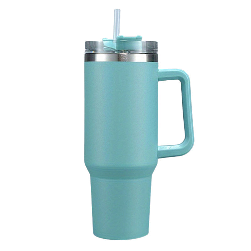 1pc, Tumbler mit Deckel und Stroh, 40oz Edelstahl Thermal wasser flasche mit Griff, tragbare Trinkbecher, für Auto, Heim, Büro, Sommer trinkwaren, Reise zubehör, Küchen artikel zu Hause, Geburtstags geschenke, Schul bedarf