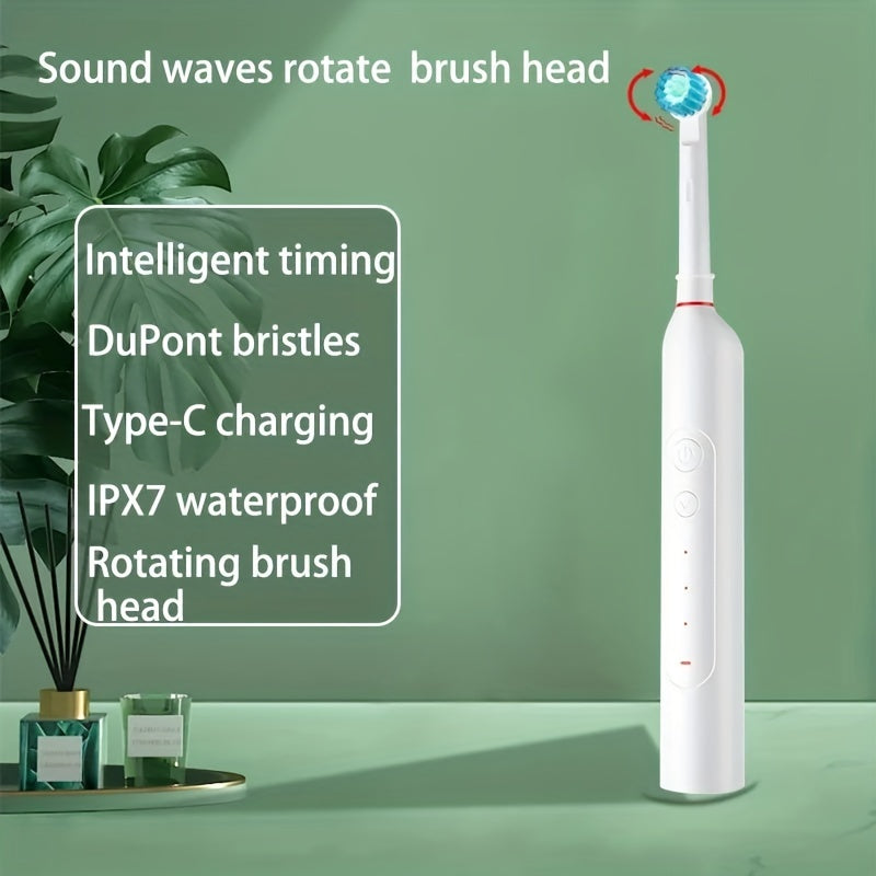 CONESN Rotating Electric Toothbrush For Adults, Electric Toothbrush For Adults With 4 Brush Heads, 3 Modes Rechargeable Electric Toothbrush, Waterproof Rechargeable Toothbrush