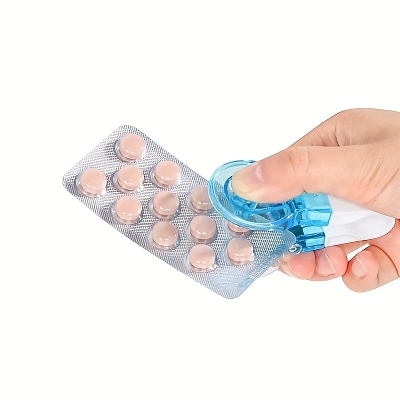 1 Stück tragbarer Pillen-Taktgeber-Entferner mit Medizin-Box Haushalts-Gadgets, Tabletten-Pillen-Blister-Pack-Öffner-Hilfsmittel Neues Design Pillesp ender