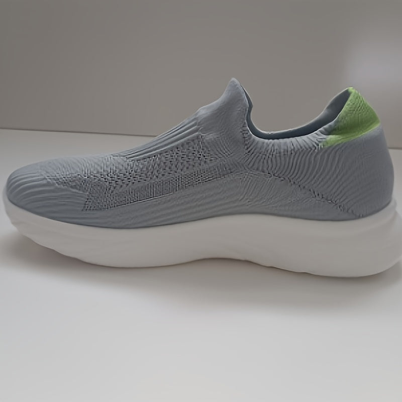 Solid Color Knitted Sneakers, Soft Sole Platform Slip On Fitness & Walking Shoes, Low-top Breathable Trainers