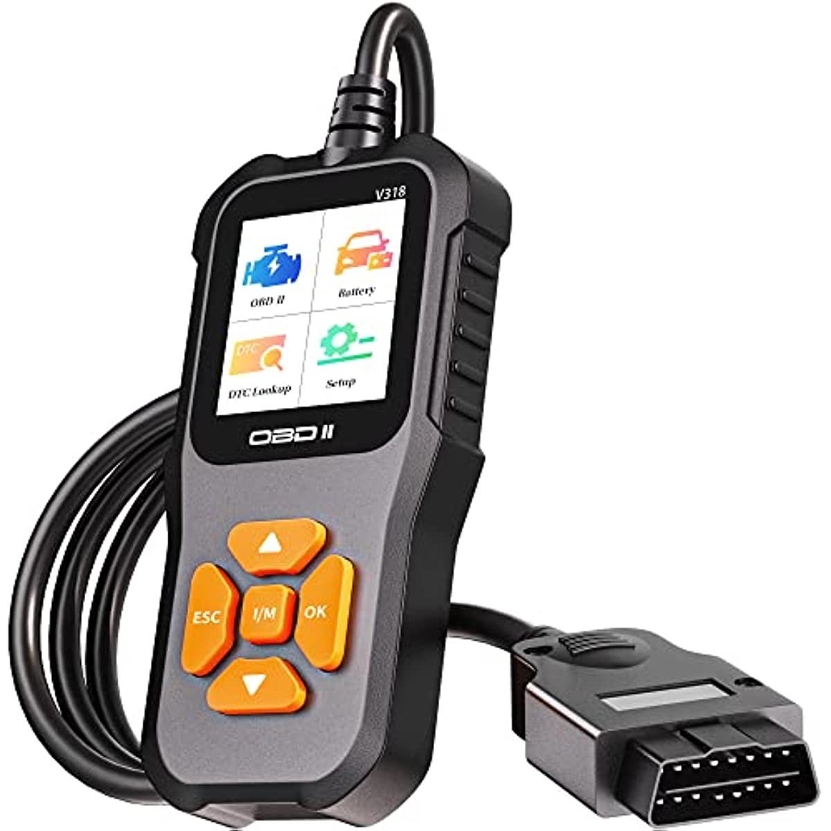 Coche OBD2 Escáner Compruebe la Luz Del Motor Lector de Código de Avería Voltaje de La Batería Leer Herramienta Para Todos Los Vehículos del Protocolo OBD II Desde 1996 Pantalla a Color V318