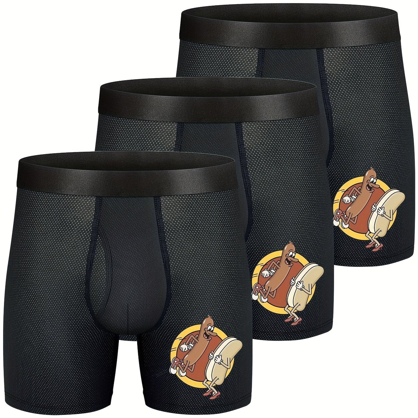 3pcs hombres de malla cómodo transpirable atlético fresco largo boxer calzoncillos, ropa interior