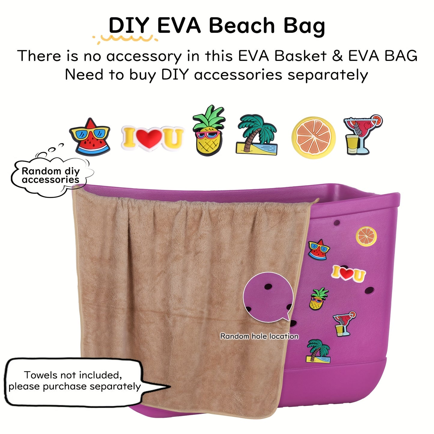 Waterproof EVA Beach Bag, Portable Handbag For Outdoor Sports, Trendy Travel Beach Boat Swimming Tote Bag