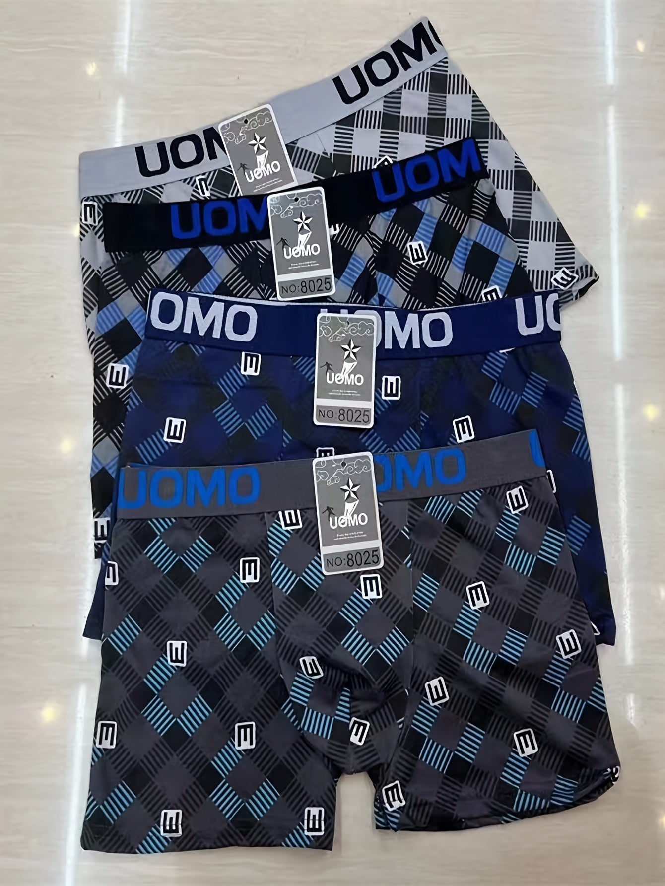 12 unids hombres casual Plaid Ropa interior, antibacterial transpirable cómodo secado rápido alto estiramiento Boxer Briefs Pantalones cortos, tamaño medio (S \ u002FM \ u002FL)