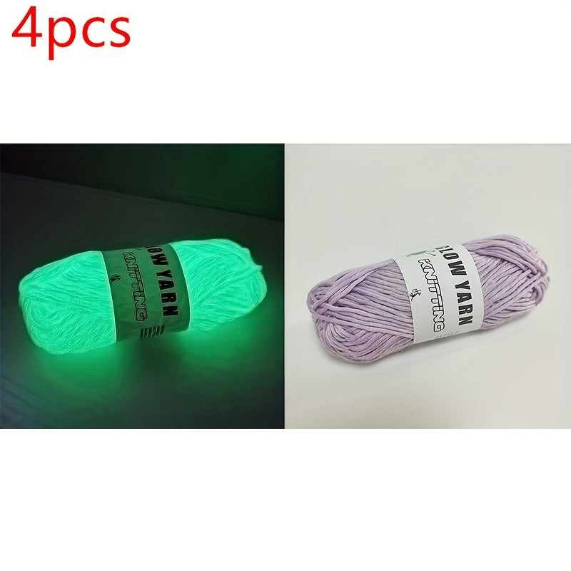 4pcs Glow In The Dark Yarn, 50m\u002Froll DIY Arts Crafts Sewing Supplies For Crocheting