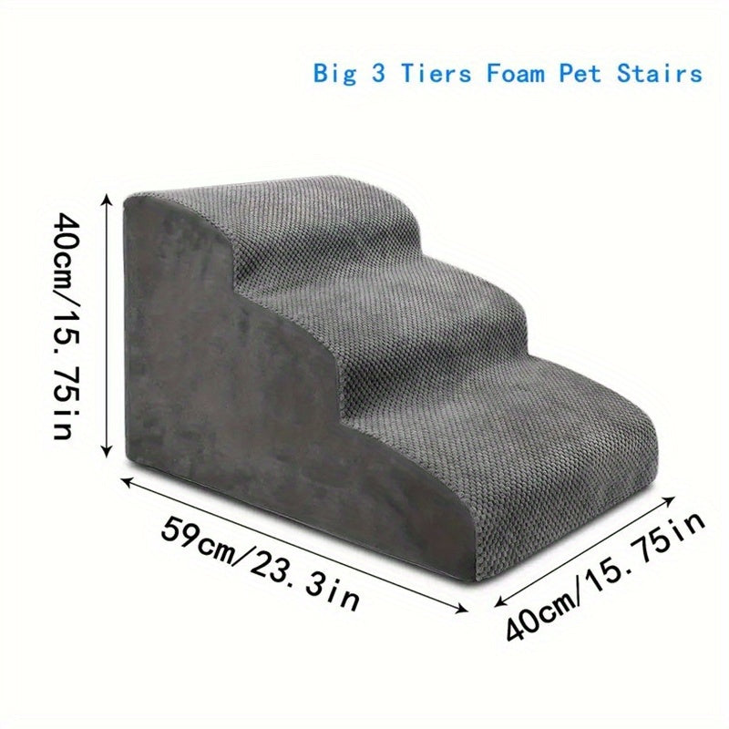 Dog Stairs For Small Dogs, 3\u002F4 Step Dog Stairs For High Beds And Couch, Folding Pet Steps For Small Dogs And Cats, And High Bed Climbing, Non-Slip Balanced Dog Indoor Step, Grey