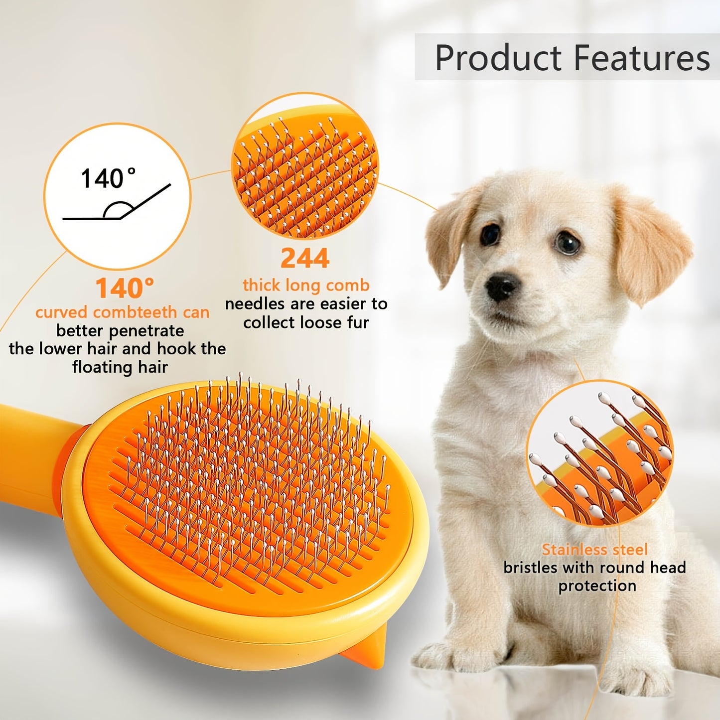 Chick Self-Cleaning Pet Hair Brush Comb - Perfect for Removing Tangles & Loose Hair, Plus Massage!