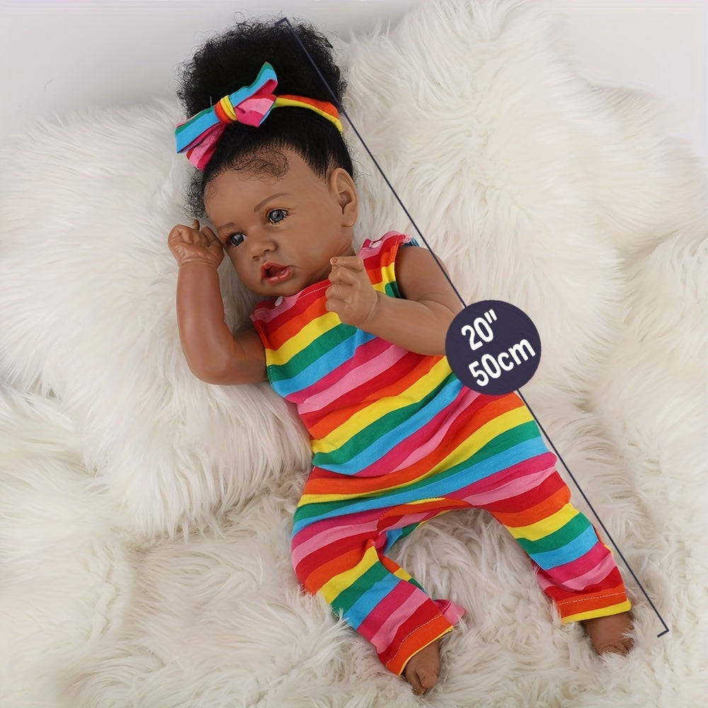 Renacer Baby Dolls Afroamericano Silicona Extremidades Realista Baby Doll Con Cuerpo Suave Regalo de Cumpleaños, Navidad \ u002FHalloween \ u002FThanksgiving Regalo