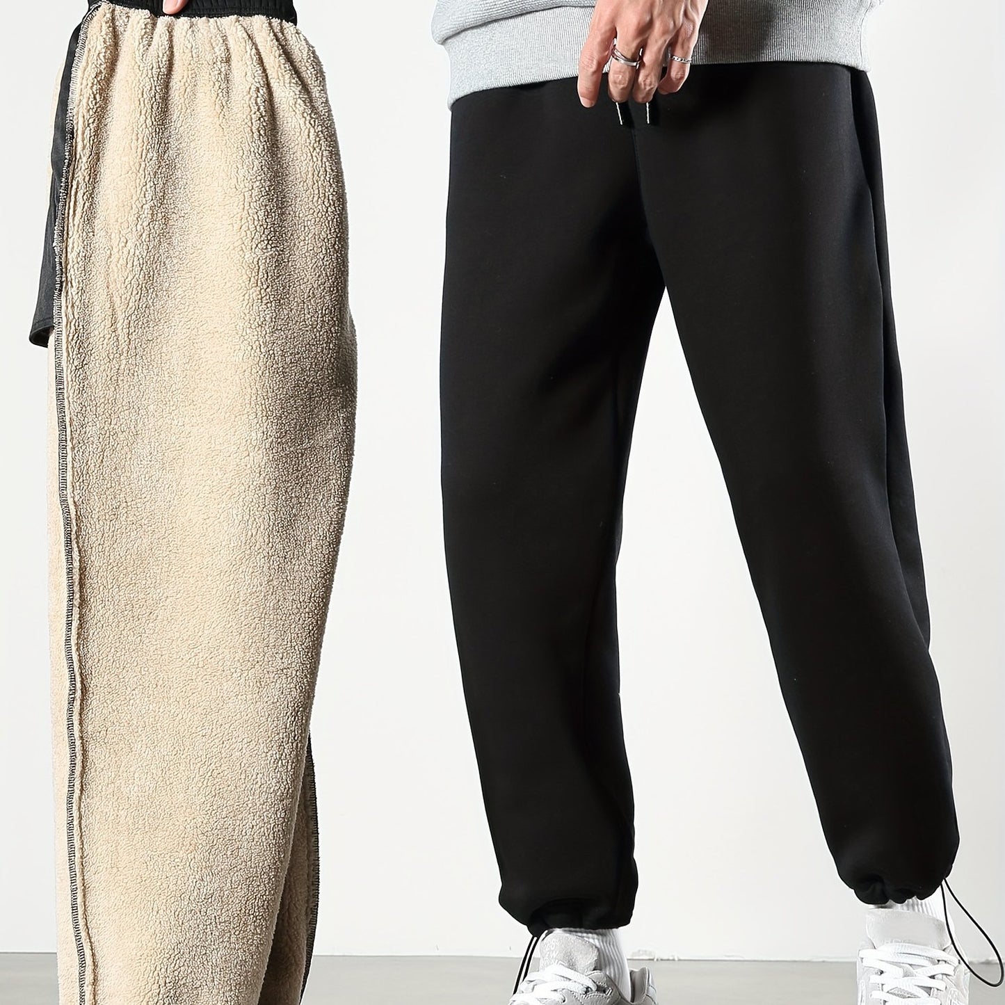 Men's Warm Fleece Joggers, Casual Stretch Sports Pants For Fall Winter