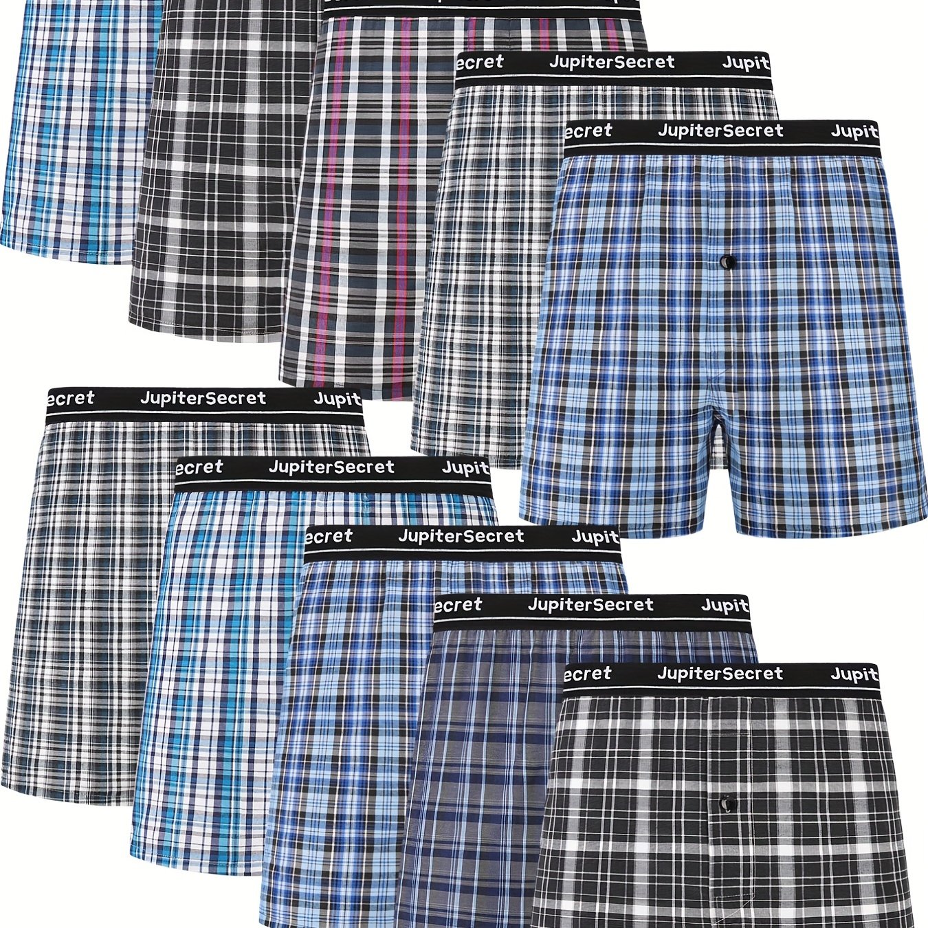 JupiterSecret 6 \u002F10 Pcs Boxer Shorts Masculino Tecido Cintura Elástica Cor Aleatória