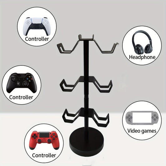 Ein universelles schwarzes, doppelseitiges Game-Controller-Speicher-Display-Rack, minimalist isch am Kopf montierter Kopfhörer halter mit ausgeglichener Basis Desktop-Vertikal-Spielgriff-Aufbewahrung gestell