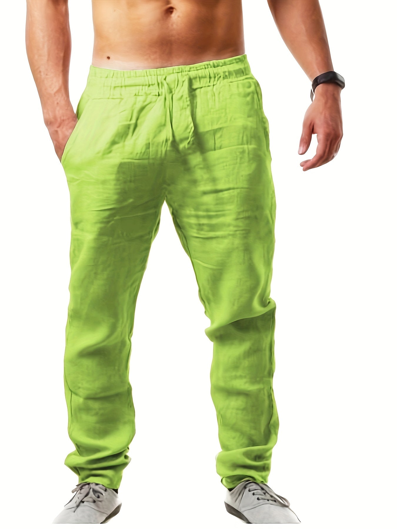 Color sólido cordón Pantalones de chándal Loose fit hombres casual joggers para primavera otoño