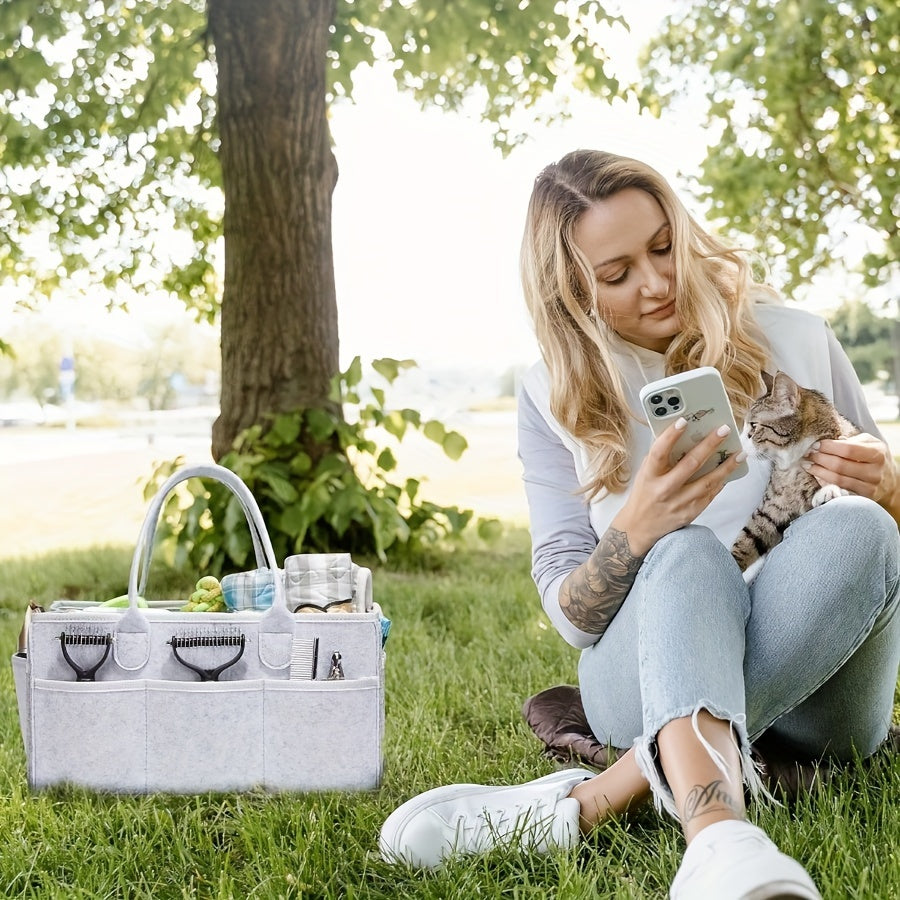 Sacola tote para cuidados com animais de estimação, bolsa organizadora de suprimentos para cuidados com cães, bolsa para cuidados com cães para viagens ao ar livre