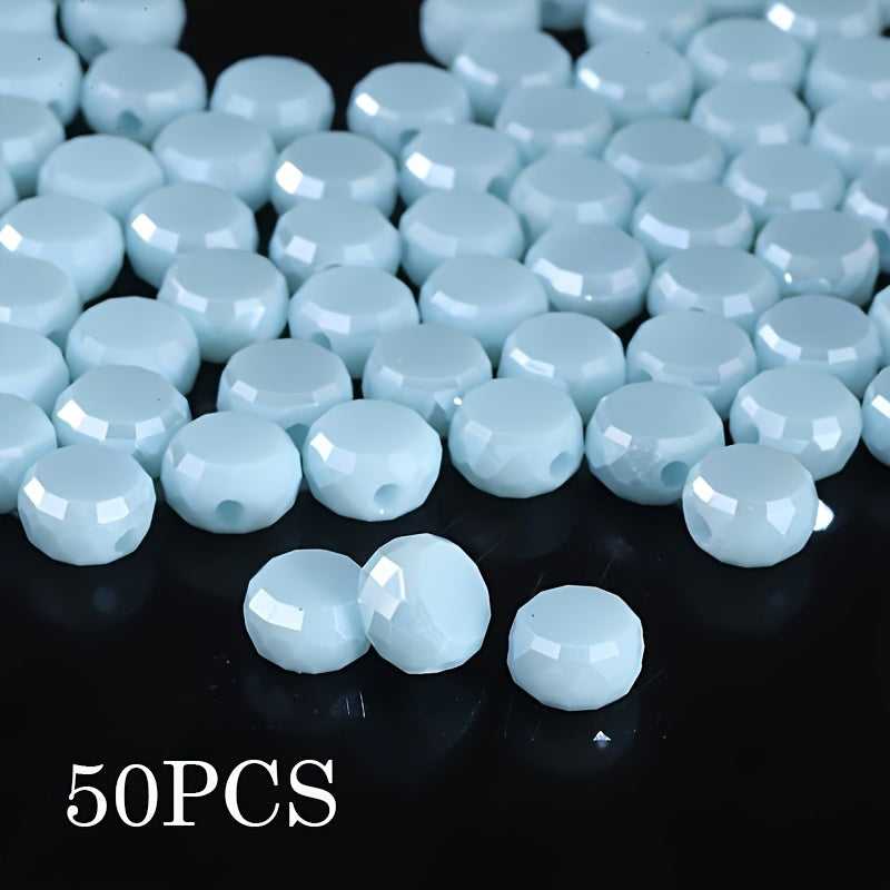 50Pcs 8mm Round Faceted Beads For DIY Valentine's Day Bracelet Necklace Jewelry Making Accessories