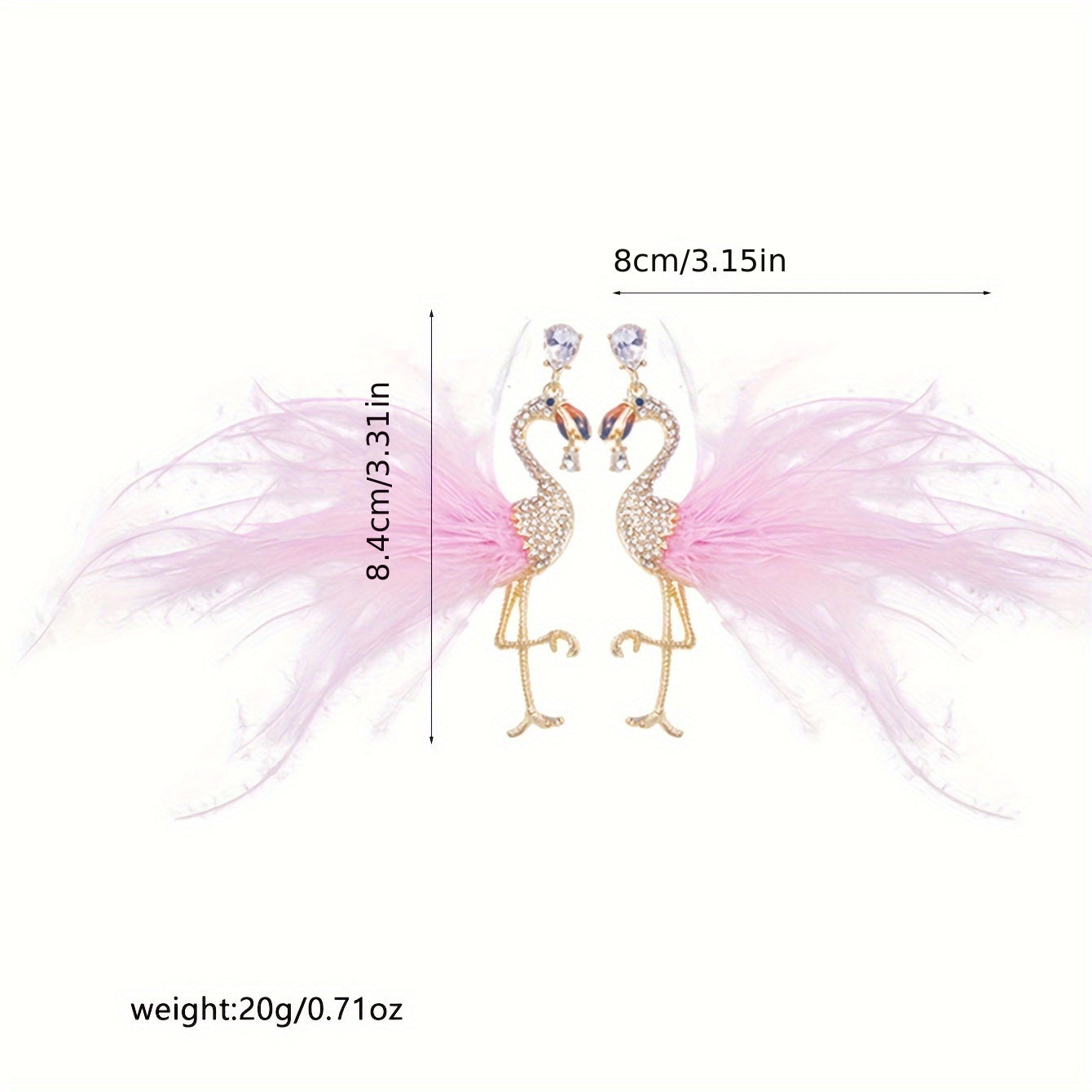 Einzigartige kreative Flamingo Feder Design baumeln Ohrringe Legierung 14K vergoldeter Schmuck mit Strass eingelegter Persönlichkeit Party Ohrringe