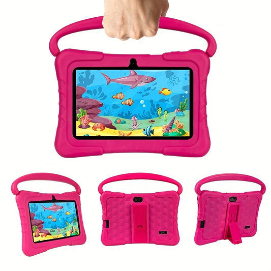 7 pouces Tablette 32GB ROM 2GB RAM Pour Android11 Tablette Pour Enfants 3-14 Avec 2.4G WiFi, GMS, Protection Des Yeux, Contrôle Parental, Tablette Éducative Avec Étui En Silicone