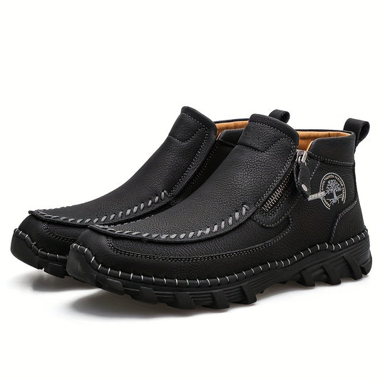 Men's Outdoor Boots Slip-on Boots With Zippers - Casual Walking Shoes - Comfortable And Breathable