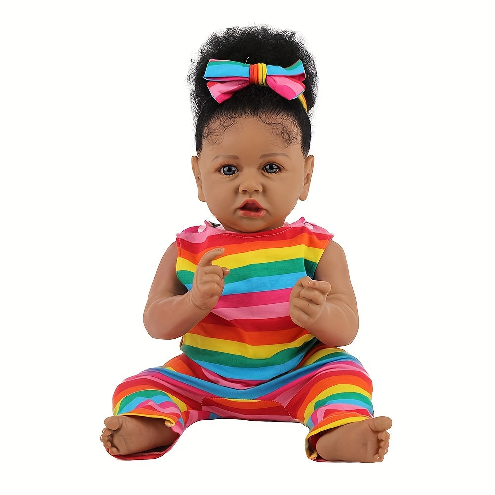 Renacer Baby Dolls Afroamericano Silicona Extremidades Realista Baby Doll Con Cuerpo Suave Regalo de Cumpleaños, Navidad \ u002FHalloween \ u002FThanksgiving Regalo