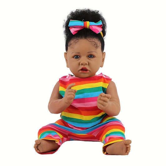 Reborn Baby Dolls African American Silicone Limbs Realistic Baby Doll With Soft Body Birthday Gift , Christmas\u002FHalloween\u002FThanksgiving Gift