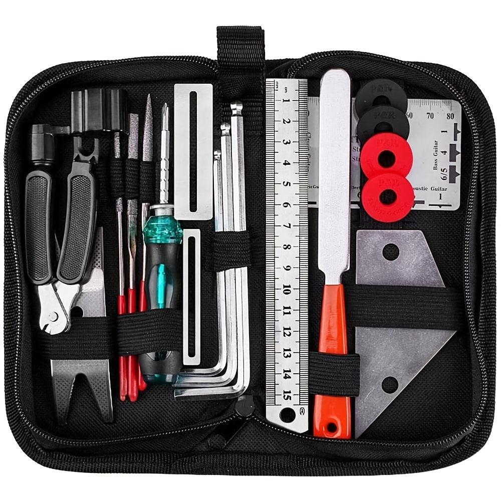 20pcs Complete Guitar Maintenance Kit - Includes String Winder, Action Ruler, Fret Sanding File, and More for Easy Repairs and Care