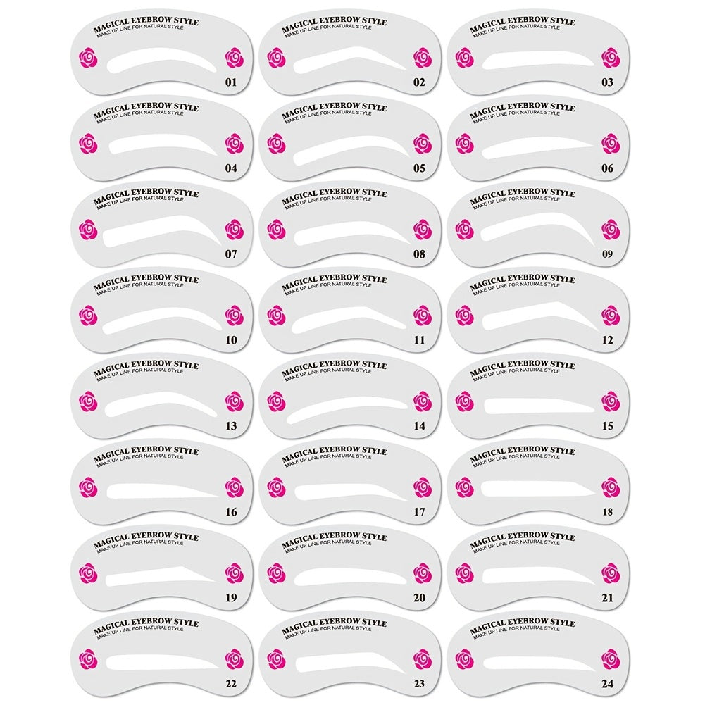 24 Styles Eyebrow Shaping Stencils - Grooming Kit for Women - Perfect for Beauty Modeling and Makeup Application