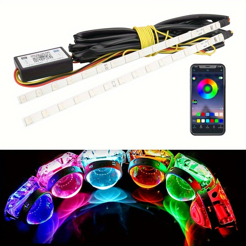 2pcs Car Headlight LED Angel Eye Ring Light Strips, 23cm\u002F9.05in RGB App Control Super Bright, For Car Motorcycle Headlight Lighting Accessories