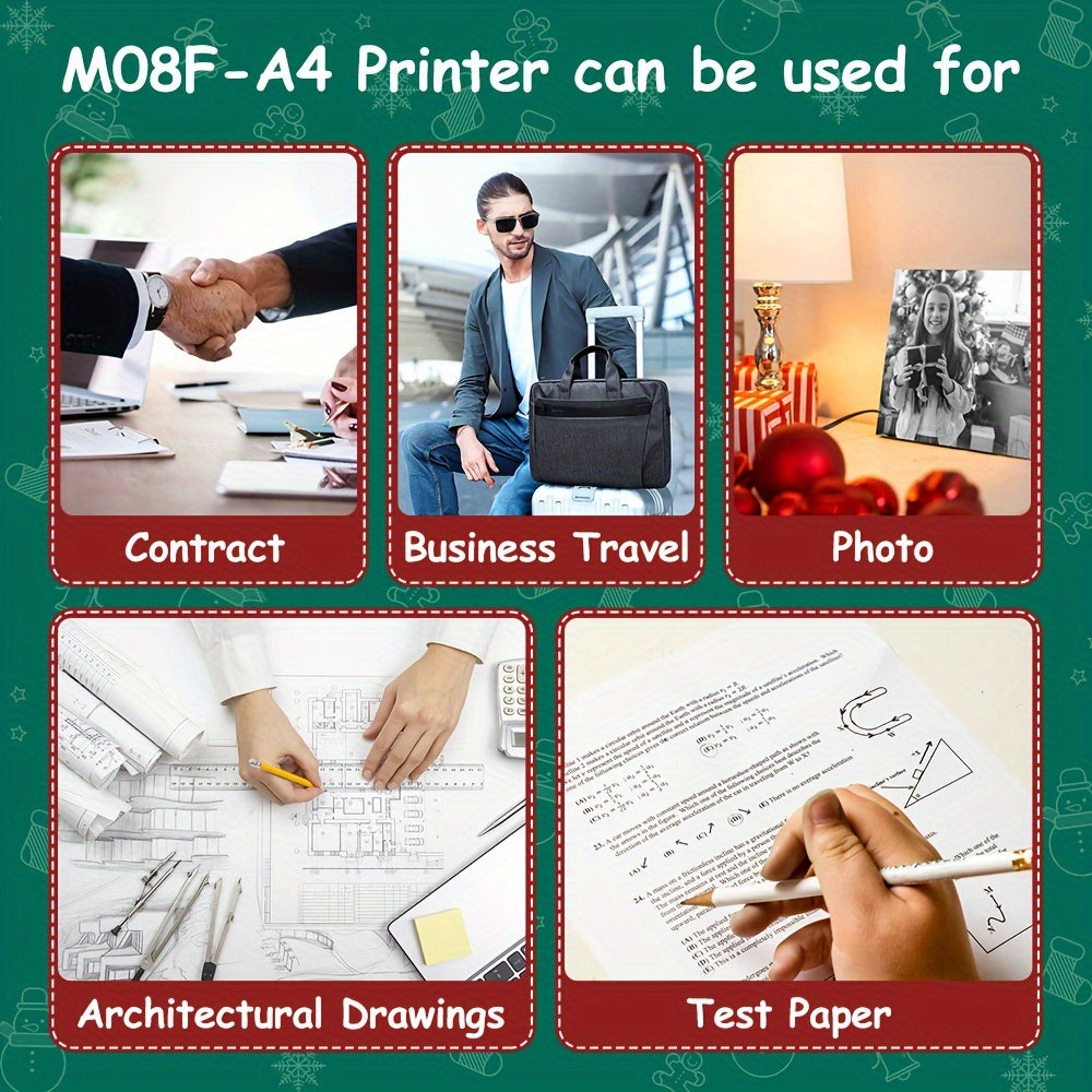 M08F Wireless Portable Printer, Thermal Mobile Printer Support 8.27\