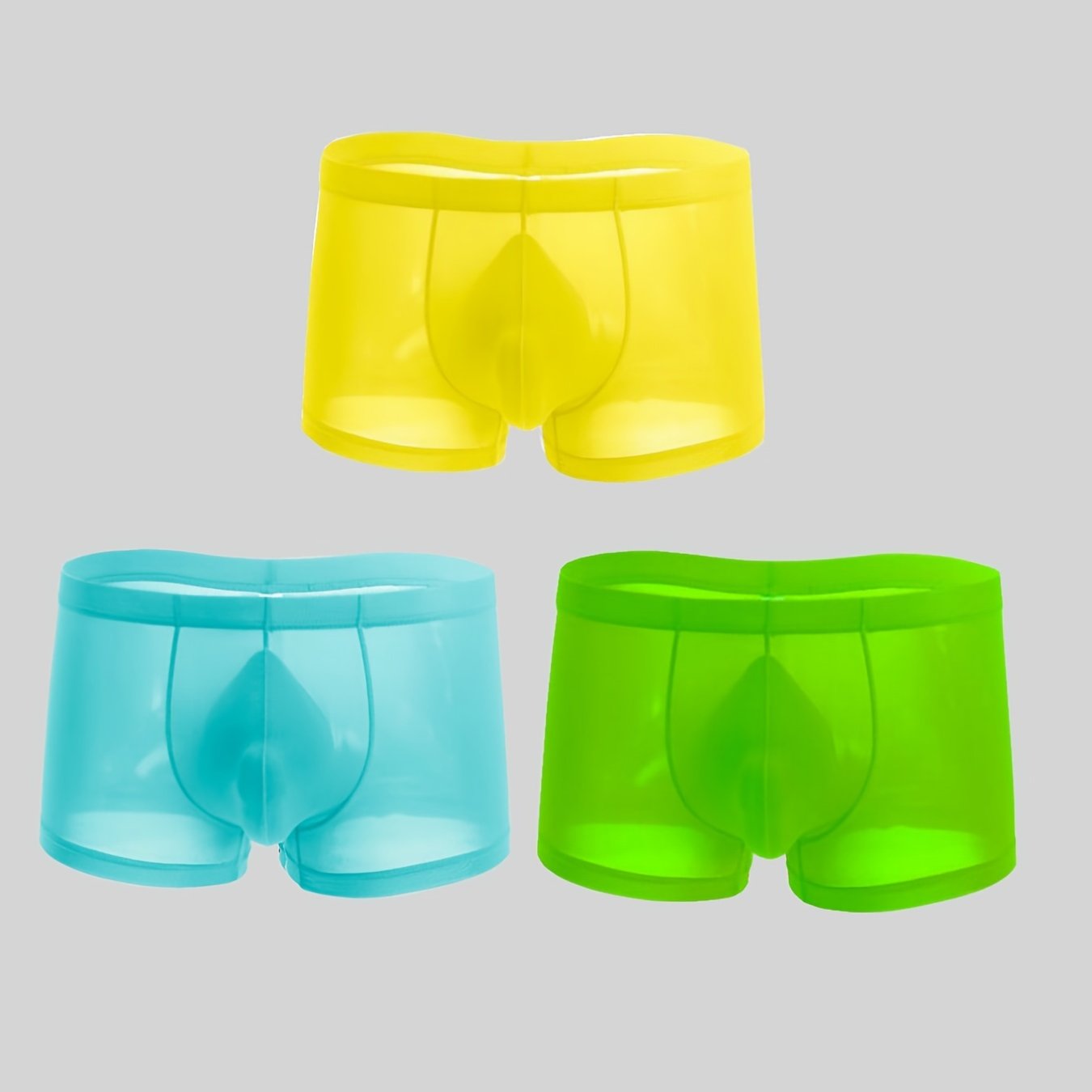 3 pack hombres sexy de moda de seda de hielo delgada transpirable cómodo bajo-cintura multicolor boxeador calzoncillos ropa interior