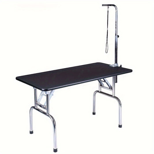 Stainless Steel Pet Grooming Table - Adjustable Foldable Pet Grooming Arm With Clamp - Anti Slip Cat And Dog Specialized Table - Perfect For Dogs Of All Sizes - Rubber Countertop