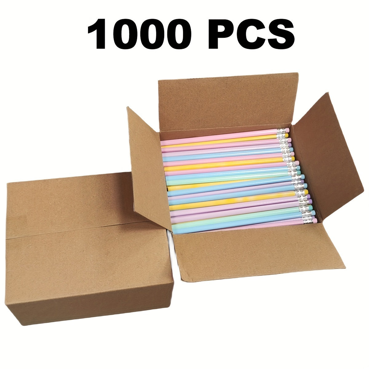 1000pcs Wooden Pencils With Eraser, Multi-color Pencils, Writing Pencils, Office Pencils, Stationery Supplies