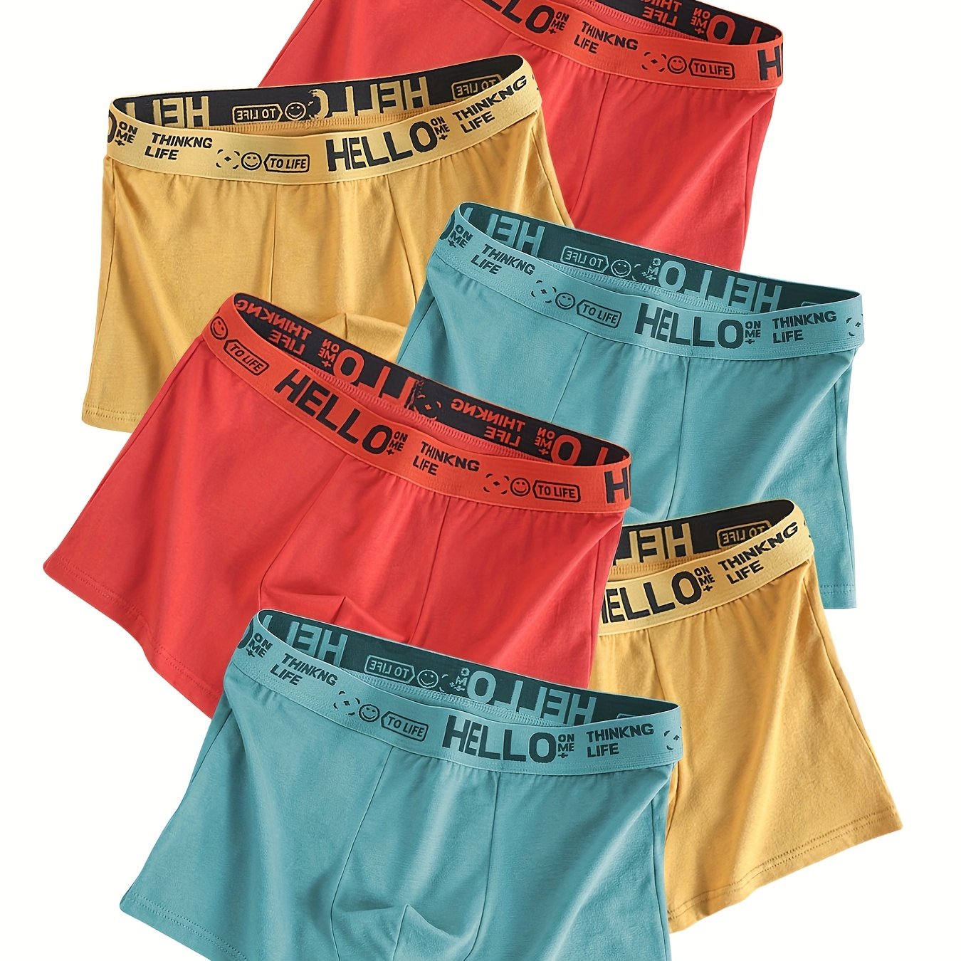 6pcs Calzoncillos boxer elásticos de algodón transpirable para hombres Color sólido Calzoncillos de algodón transpirable Ropa interior