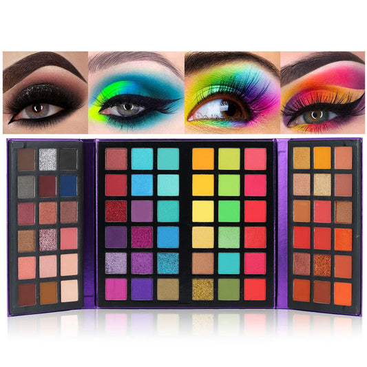 72 Color Eyeshadow Palette Pigment Board Shimmer Matte Finish, Rainbow Color Tone,  Nude Makeup All In One Makeup Palette