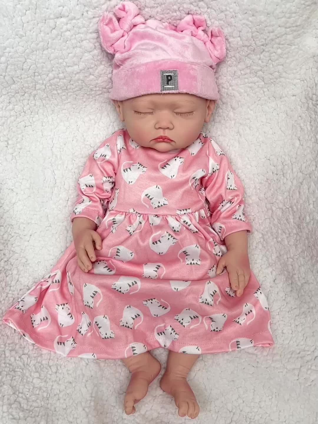 17.72inch Sleeping Girl Silicone Reborn Dolls Full Body Soft Solid Silicone Bebe Reborn Doll Artist Painting Baby Dolls For Family's Gift Corpo De Silicone Inteiro Muñeca