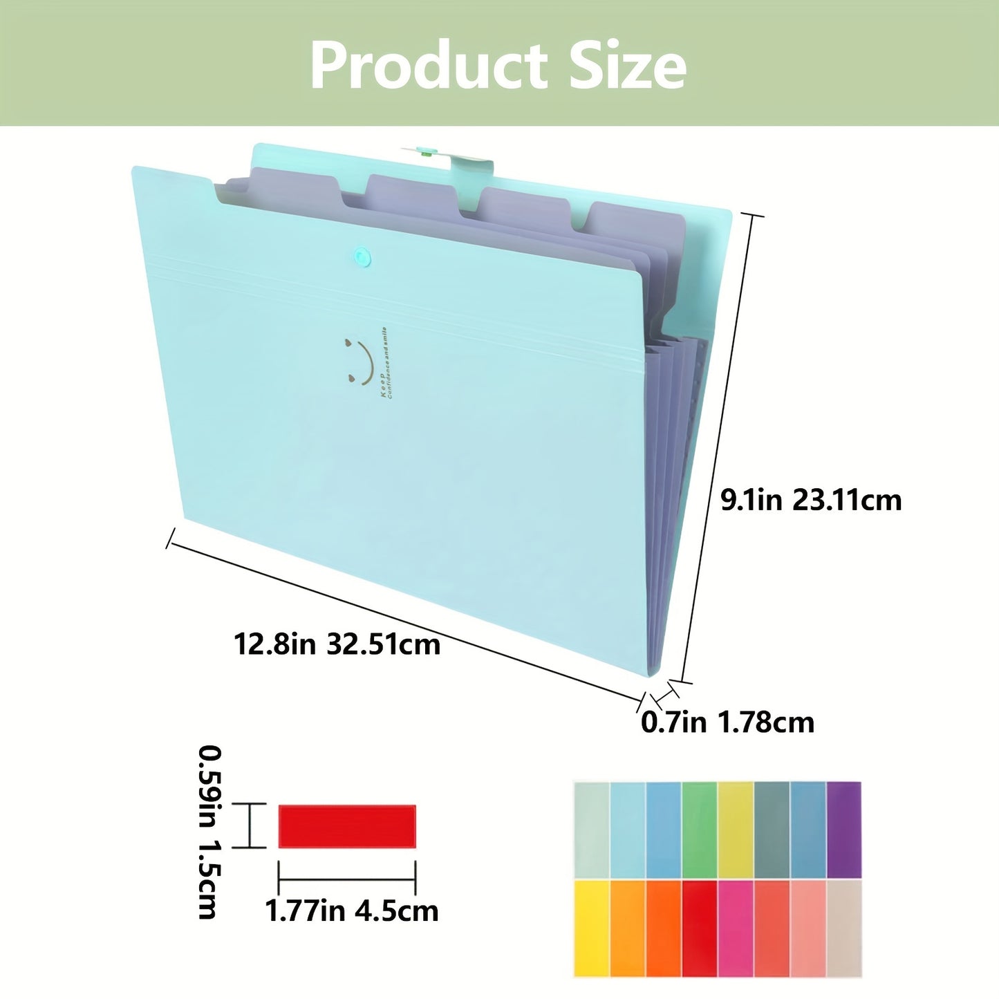 Pasta de arquivo expansível de 10 unidades, organizador de arquivo de acordeão de plástico tamanho carta A4 com botão de pressão, adesivos de 16 cores de 160 unidades, para material escolar e de escritório 9 * 12,8 polegadas