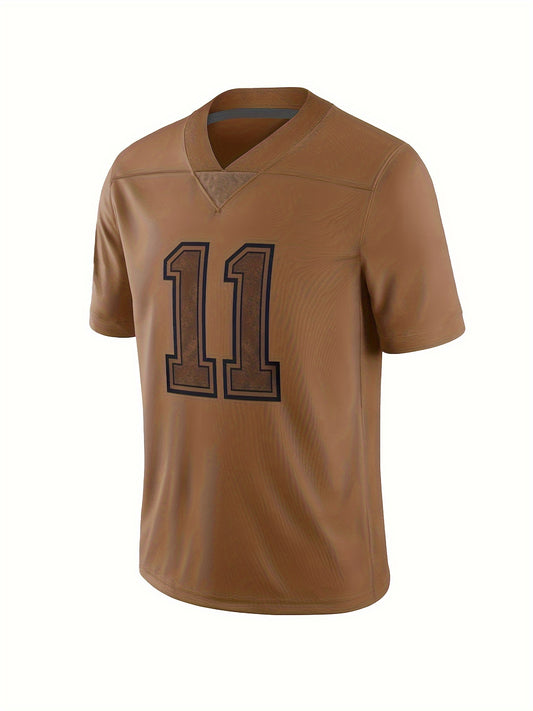 Plus Taille Tendance Football Jersey Tops, Sport Lâche À Manches Courtes Col En V T-Shirt, Vêtements Pour Hommes Pour L'été En Plein Air