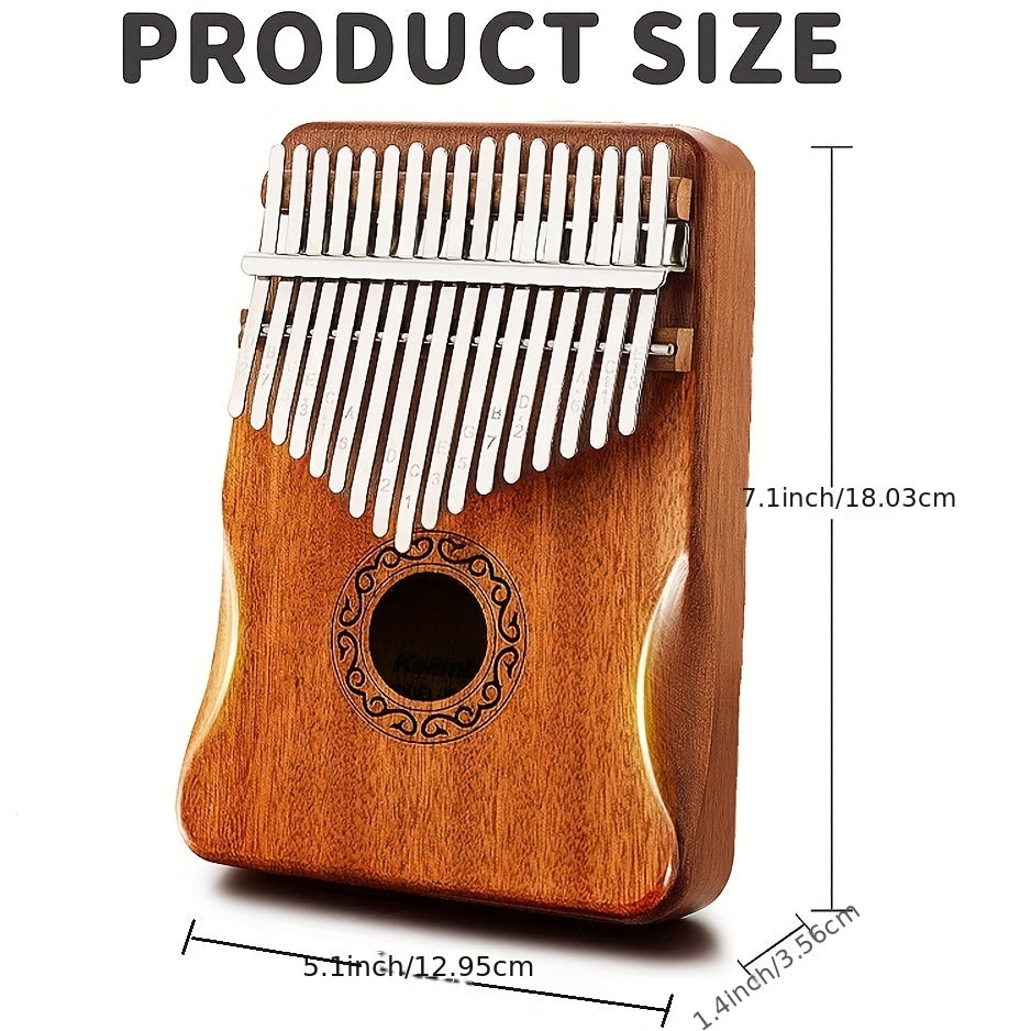 17-tone Thumb Piano Kalimba With Tuning Hammer And Storage Box Set