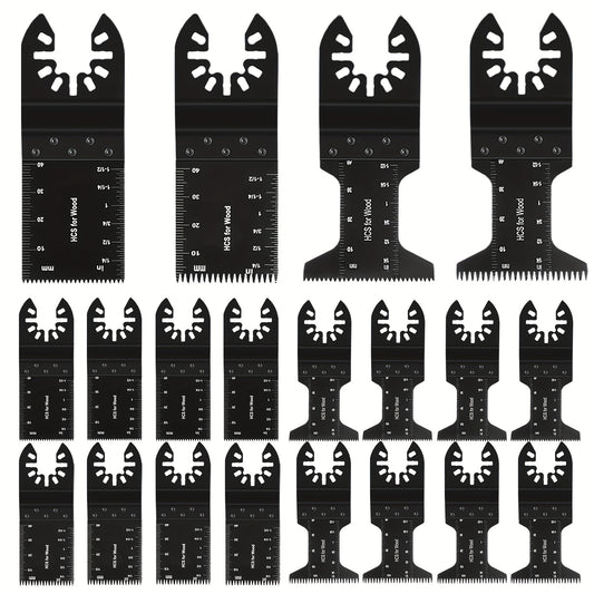 20pcs Oscillating Saw Blades: Quick Release Multi Tool Blades Kits For Wood Plastics, Long Teeth, Compatible With Rockwell, Ridgid, Ryobi, Milwaukee, Chicago Craftsman, Dewalt