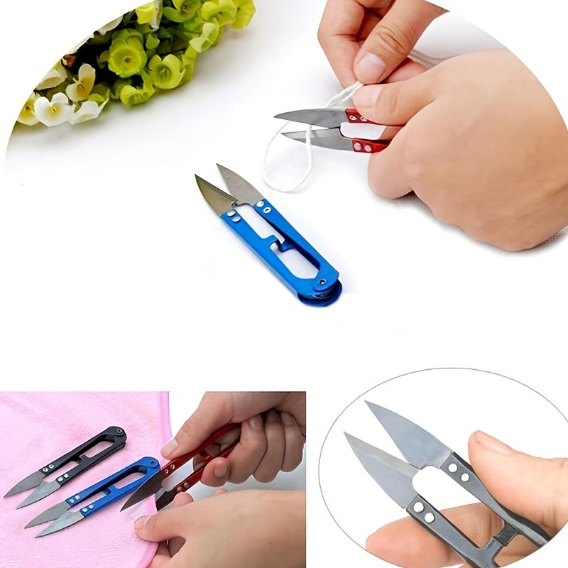 U Sewing Scissors Clippers, Mini Small Thread Snips Trimming Nipper - Great For Stitch, Craft & DIY Supplies (Random Colors)